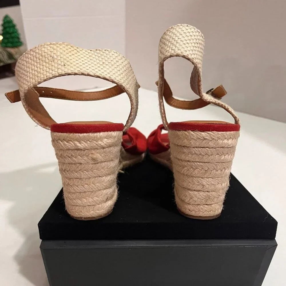 Lucky Brand Red Canvas Espadrille Wedge Sandals – Size 11